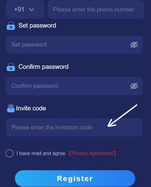 Use a valid Tiranga lottery invite code